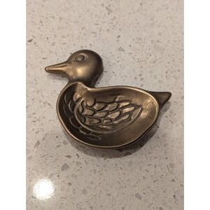 Vintage Brass Duck Bird Trinket Dish Spoon Rest Decor Rustic Hunting Country